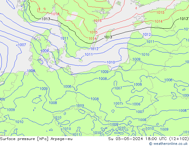 Surface pressure Arpege-eu Su 05.05.2024 18 UTC