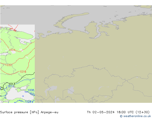 pressão do solo Arpege-eu Qui 02.05.2024 18 UTC