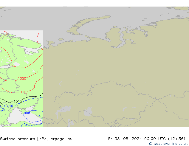 Atmosférický tlak Arpege-eu Pá 03.05.2024 00 UTC