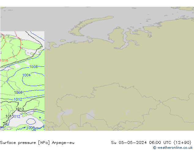 Atmosférický tlak Arpege-eu Ne 05.05.2024 06 UTC