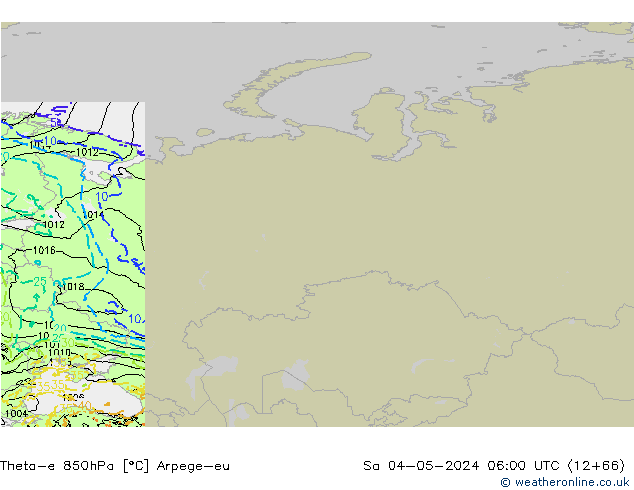 Theta-e 850hPa Arpege-eu sab 04.05.2024 06 UTC