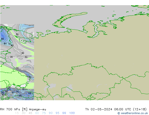 700 hPa Nispi Nem Arpege-eu Per 02.05.2024 06 UTC