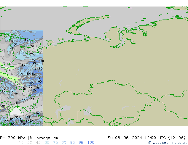 RH 700 hPa Arpege-eu  05.05.2024 12 UTC