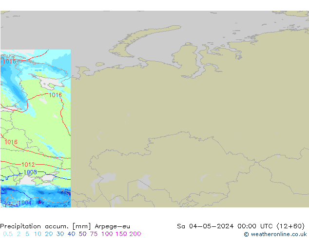 Precipitation accum. Arpege-eu Sa 04.05.2024 00 UTC