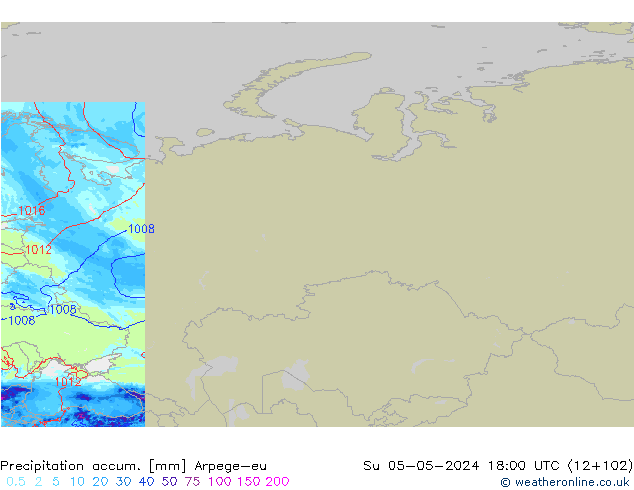 Precipitation accum. Arpege-eu Su 05.05.2024 18 UTC