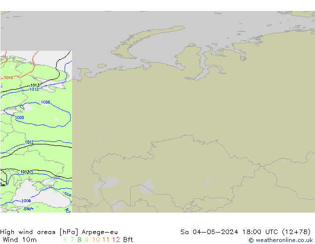 High wind areas Arpege-eu  04.05.2024 18 UTC