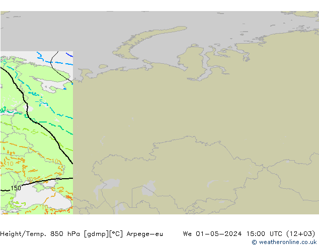 Height/Temp. 850 hPa Arpege-eu We 01.05.2024 15 UTC