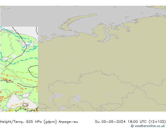 Hoogte/Temp. 925 hPa Arpege-eu zo 05.05.2024 18 UTC