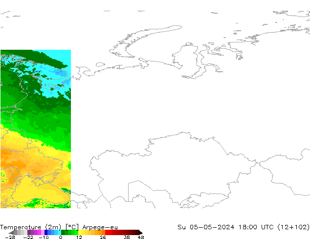 Temperature (2m) Arpege-eu Su 05.05.2024 18 UTC