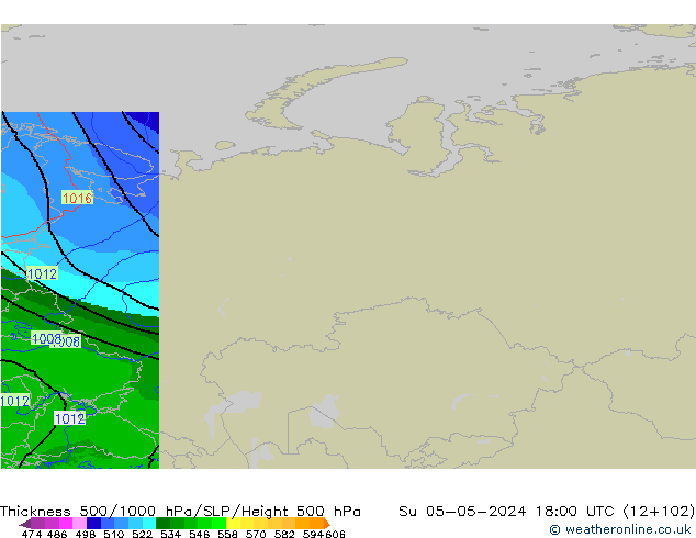 Thck 500-1000hPa Arpege-eu nie. 05.05.2024 18 UTC