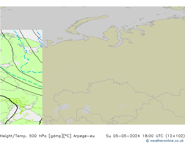 Geop./Temp. 500 hPa Arpege-eu dom 05.05.2024 18 UTC