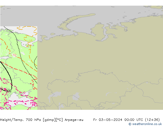 Géop./Temp. 700 hPa Arpege-eu ven 03.05.2024 00 UTC