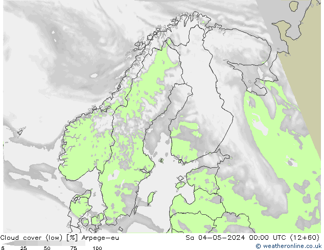 Bewolking (Laag) Arpege-eu za 04.05.2024 00 UTC