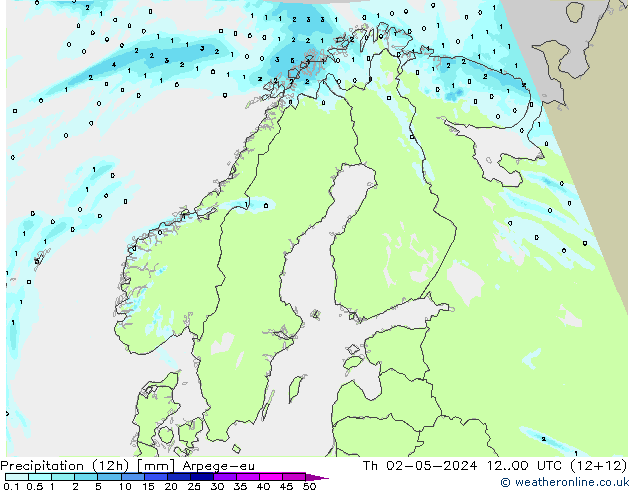 Yağış (12h) Arpege-eu Per 02.05.2024 00 UTC