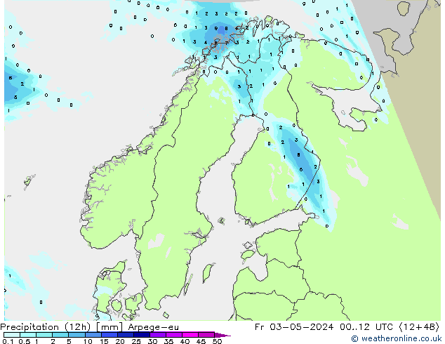 Precipitation (12h) Arpege-eu Pá 03.05.2024 12 UTC