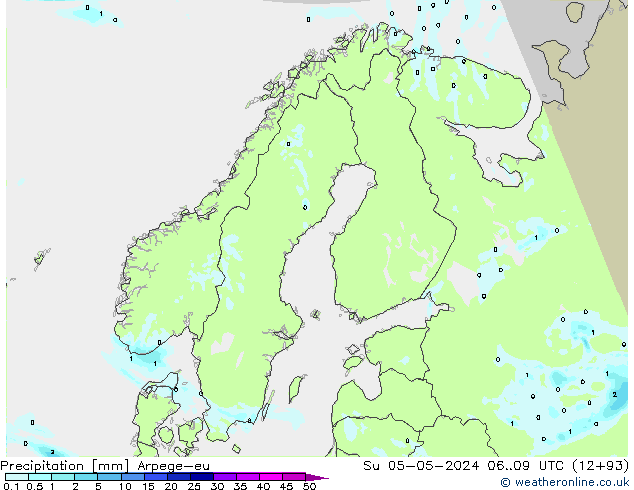 precipitação Arpege-eu Dom 05.05.2024 09 UTC