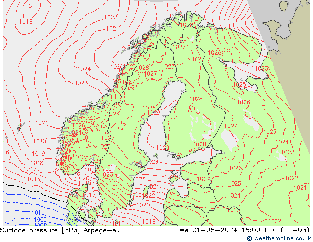 Bodendruck Arpege-eu Mi 01.05.2024 15 UTC