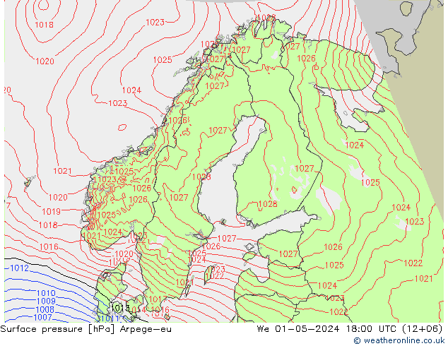 Bodendruck Arpege-eu Mi 01.05.2024 18 UTC