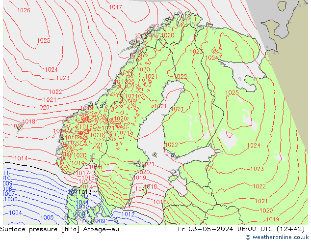 Bodendruck Arpege-eu Fr 03.05.2024 06 UTC