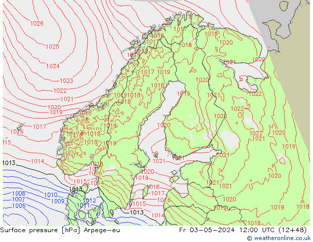 Bodendruck Arpege-eu Fr 03.05.2024 12 UTC