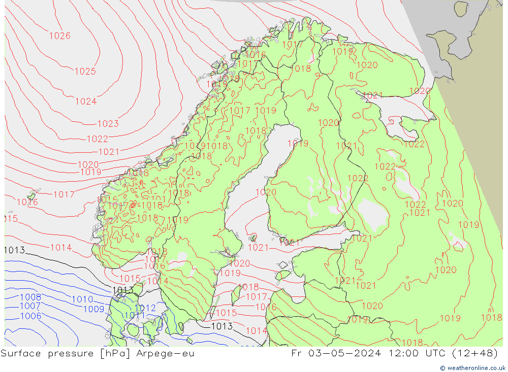 Surface pressure Arpege-eu Fr 03.05.2024 12 UTC