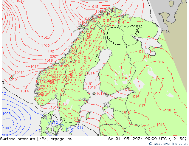 Surface pressure Arpege-eu Sa 04.05.2024 00 UTC