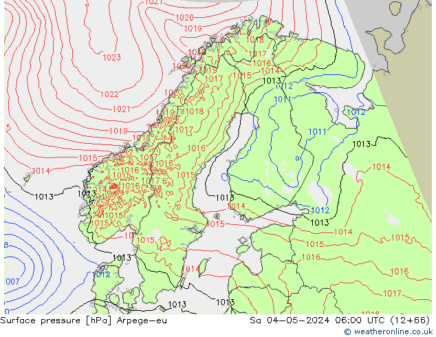 Atmosférický tlak Arpege-eu So 04.05.2024 06 UTC