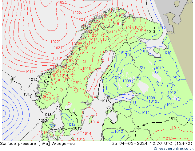 Surface pressure Arpege-eu Sa 04.05.2024 12 UTC