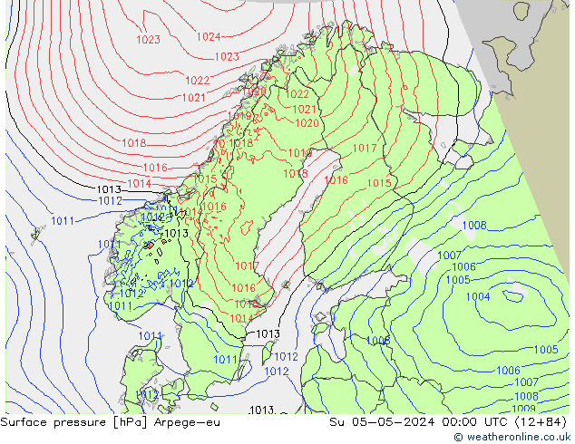 Surface pressure Arpege-eu Su 05.05.2024 00 UTC