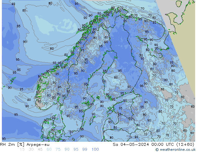 RH 2m Arpege-eu Sa 04.05.2024 00 UTC