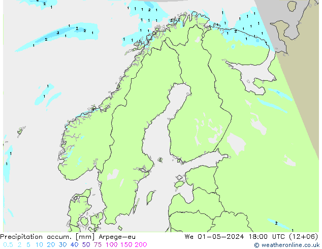 Precipitation accum. Arpege-eu We 01.05.2024 18 UTC