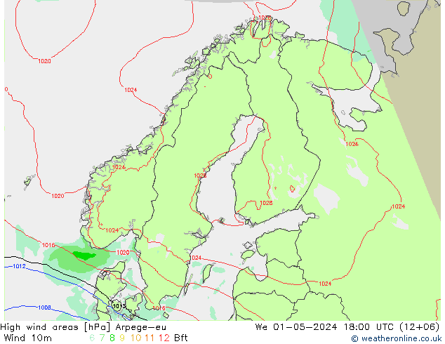 High wind areas Arpege-eu We 01.05.2024 18 UTC