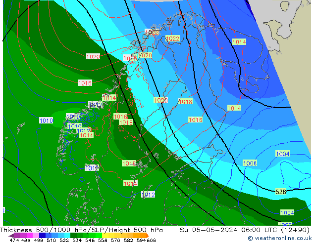 Thck 500-1000hPa Arpege-eu  05.05.2024 06 UTC