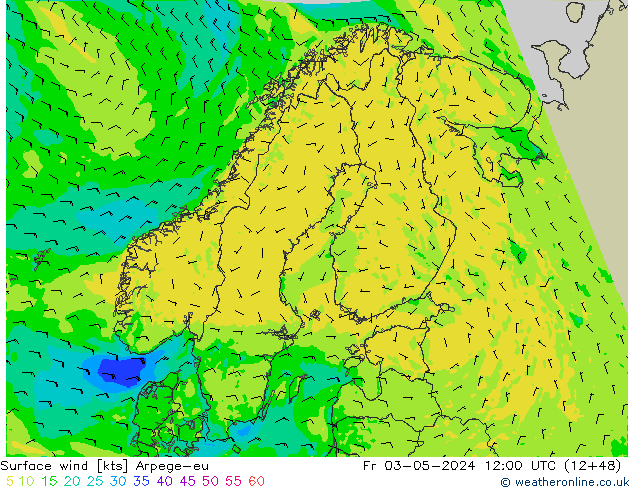 Surface wind Arpege-eu Pá 03.05.2024 12 UTC