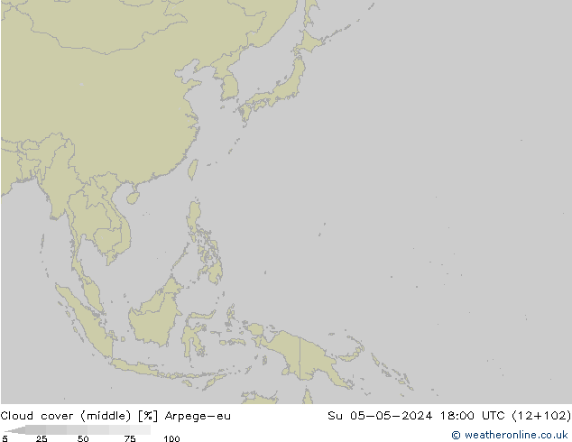 oblačnosti uprostřed Arpege-eu Ne 05.05.2024 18 UTC
