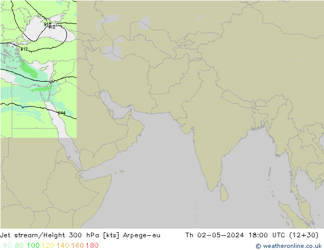 Jet stream/Height 300 hPa Arpege-eu Th 02.05.2024 18 UTC