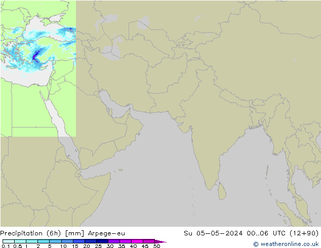 Precipitación (6h) Arpege-eu dom 05.05.2024 06 UTC