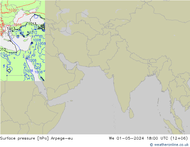 pressão do solo Arpege-eu Qua 01.05.2024 18 UTC