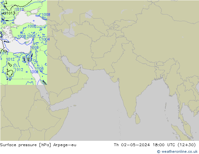 Presión superficial Arpege-eu jue 02.05.2024 18 UTC