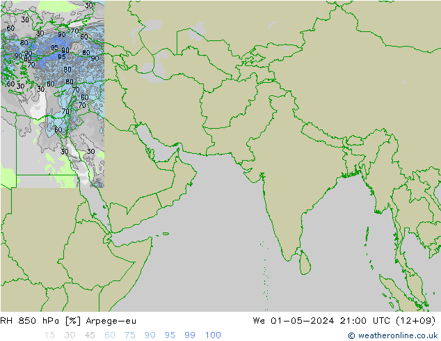 RH 850 hPa Arpege-eu St 01.05.2024 21 UTC