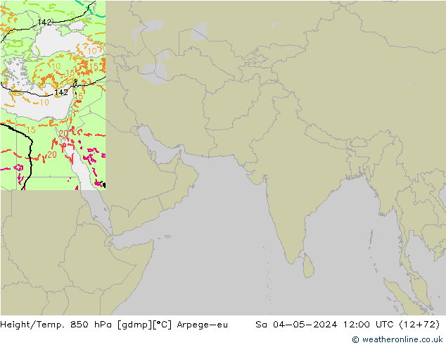 Height/Temp. 850 hPa Arpege-eu Sáb 04.05.2024 12 UTC