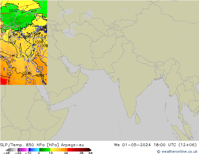 SLP/Temp. 850 hPa Arpege-eu We 01.05.2024 18 UTC