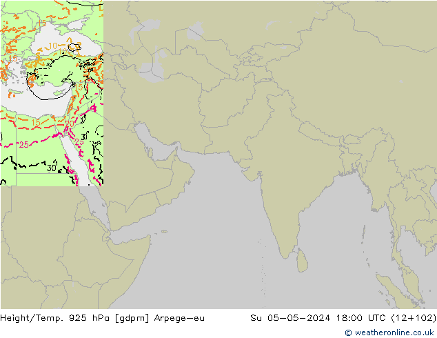 Height/Temp. 925 hPa Arpege-eu dom 05.05.2024 18 UTC