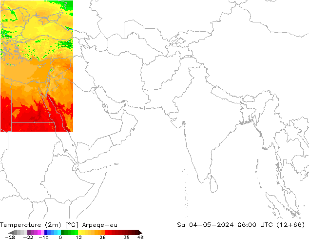 Temperatura (2m) Arpege-eu sab 04.05.2024 06 UTC