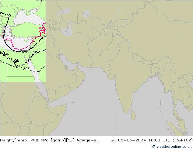 Height/Temp. 700 hPa Arpege-eu dom 05.05.2024 18 UTC