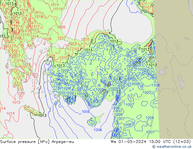 Luchtdruk (Grond) Arpege-eu wo 01.05.2024 15 UTC