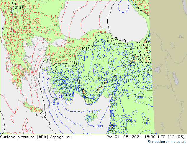 Atmosférický tlak Arpege-eu St 01.05.2024 18 UTC