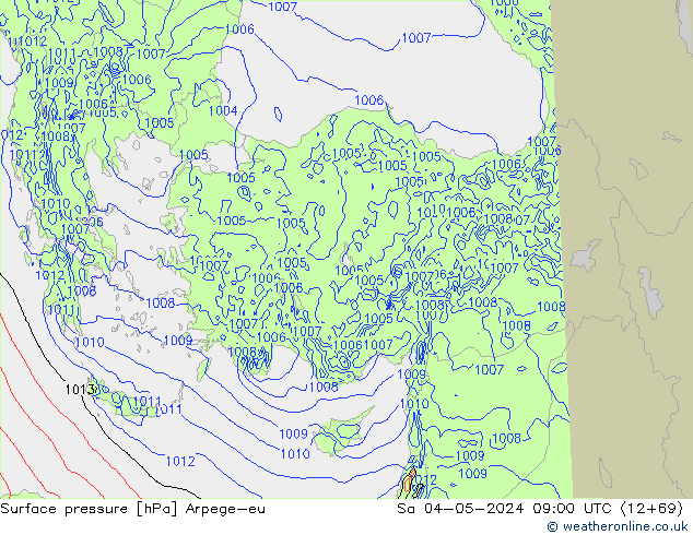 Surface pressure Arpege-eu Sa 04.05.2024 09 UTC