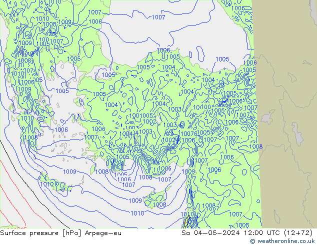 Atmosférický tlak Arpege-eu So 04.05.2024 12 UTC