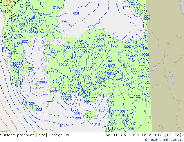 Surface pressure Arpege-eu Sa 04.05.2024 18 UTC